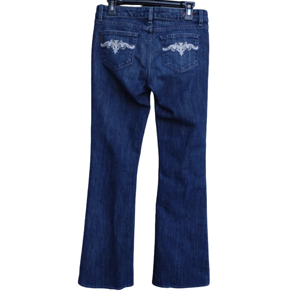 Paige Hollywood Hills Classic Rise Boot Jeans Blue Embroidered Size 29 Cotton
